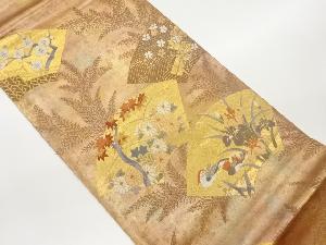 絢皇錦金彩地紙に草花・鴛鴦模様織出し袋帯